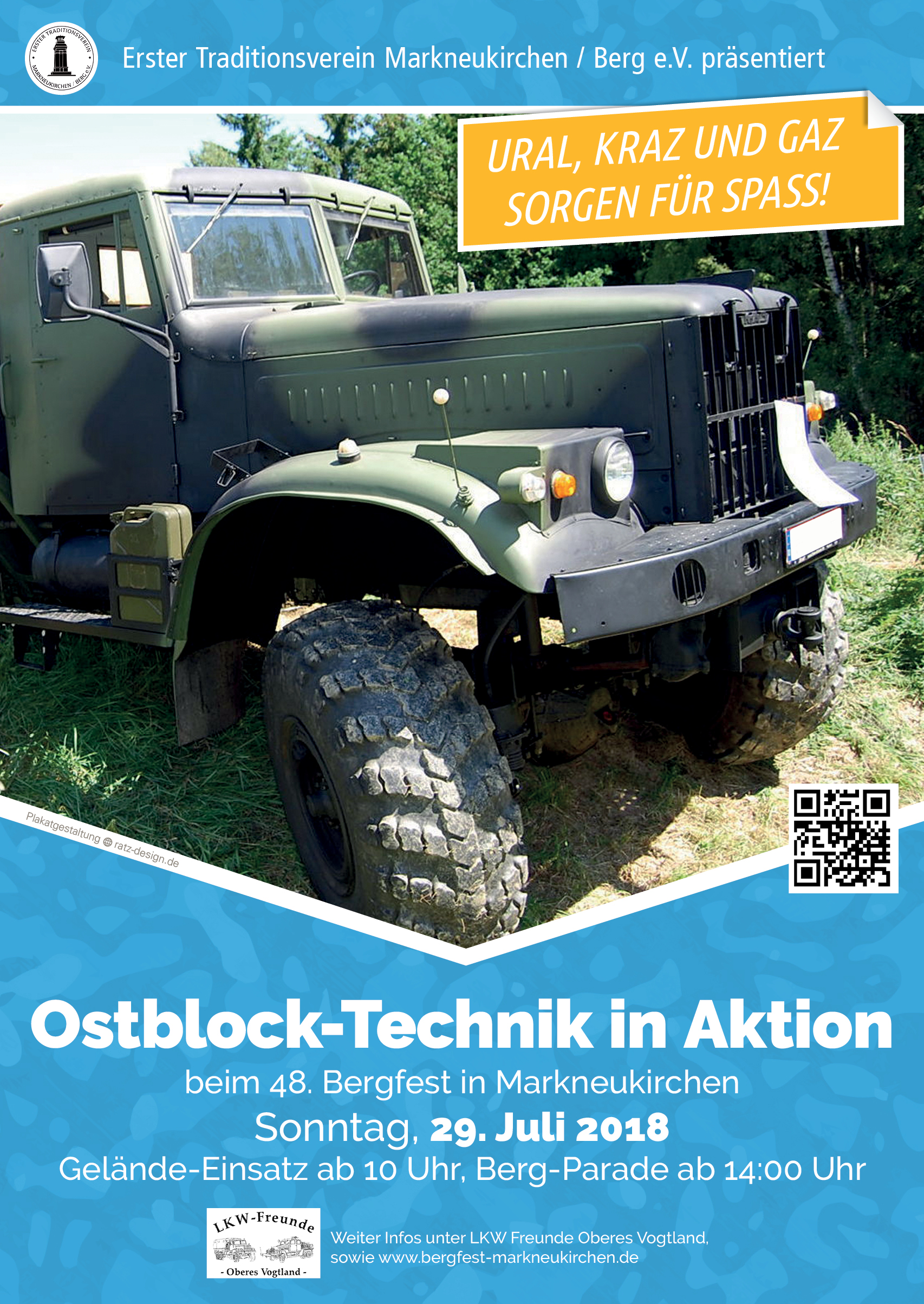 Ostblock-Technik in Aktion zum 48. Begfest in Markneukirchen. Am 29. Juli 2018 - Gelände-Einsatz 10 Uhr & Parade 14 Uhr
