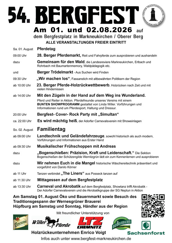 Programm 54. Bergfest Marneukirchen Oberer Berg